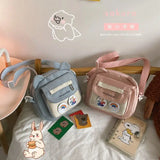 Bear Canvas Shoulder Bag Harajuku Diagonal Messenger Bag for Women