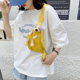 Bear Canvas Wild Chest Bag All-match Messenger Women Casual Daily Wear Waist Bag