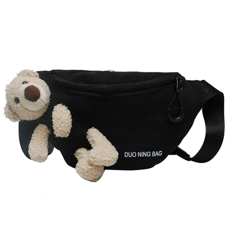Bear Canvas Wild Chest Bag All-match Messenger Women Casual Daily Wear Waist Bag