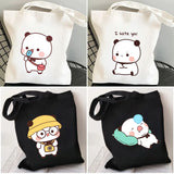 Bear Cat Panda Animal Cartoon Printed Tote Bag Women Harajuku Shopper Handbag