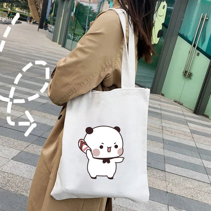 Bear Cat Panda Animal Cartoon Printed Tote Bag Women Harajuku Shopper Handbag