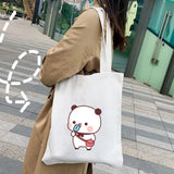 Bear Cat Panda Animal Cartoon Printed Tote Bag Women Harajuku Shopper Handbag