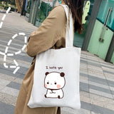 Bear Cat Panda Animal Cartoon Printed Tote Bag Women Harajuku Shopper Handbag