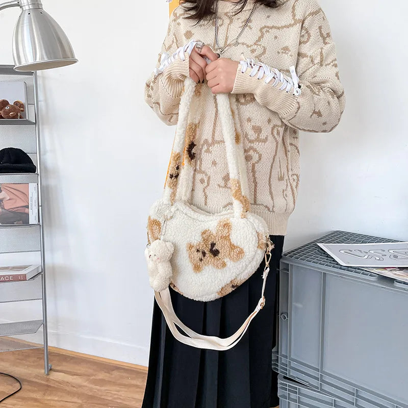Bear Plush Bag Women Girl Shoulder Cross Body Handbag