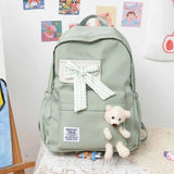 Bear Doll Bow Flip Cover Junior High School Female Student Campus Backpack