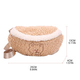 Bear Embroidered Plush Waist Bag Women Soft Warm Fanny Pack