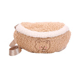 Bear Embroidered Plush Waist Bag Women Soft Warm Fanny Pack