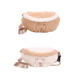 Bear Embroidered Plush Waist Bag Women Soft Warm Fanny Pack