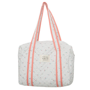 Bear Flower Embroidery Pattern Baby Beige Diaper Handbag