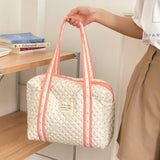 Bear Flower Embroidery Pattern Baby Beige Diaper Handbag