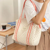 Bear Flower Embroidery Pattern Baby Beige Diaper Handbag