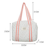 Bear Flower Embroidery Pattern Baby Beige Diaper Handbag