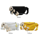 Bear Girl Waist Bag Women Zipper Canvas Belt Bags Crossbody Chest Bag