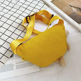 Bear Girl Waist Bag Women Zipper Canvas Belt Bags Crossbody Chest Bag
