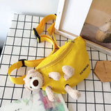 Bear Girl Waist Bag Women Zipper Canvas Belt Bags Crossbody Chest Bag