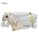 Bear Girl Waist Bag Women Zipper Canvas Belt Bags Crossbody Chest Bag
