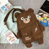 Bear Backpack Shoulder Bag Large Capacity Student Casual Travel Rucksack