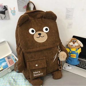 Bear Backpack Shoulder Bag Large Capacity Student Casual Travel Rucksack