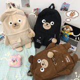 Bear Backpack Shoulder Bag Large Capacity Student Casual Travel Rucksack