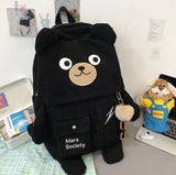 Bear Backpack Shoulder Bag Large Capacity Student Casual Travel Rucksack
