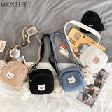 Bear Messenger Bag Women Plush Mobile Phone Bags Girls Small Shoulder Bag