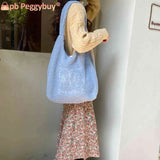Bear Plush Shoulder Bag Large Capacity Embroidered Lovely Animal Tote Bag