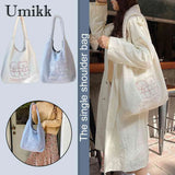 Bear Plush Underarm Bag Large Capacity Embroidered Lovely Animal Tote Bag