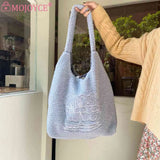 Large Capacity Bear Plush Underarm Bag Embroidered Shoulder Handbag