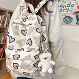 Bear Print Waterproof Schoolbag For Teens Student Backpack Nylon Girls Bagpack