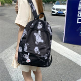 Bear Print Women Waterproof Travel Book Backpack Female Laptop Bag