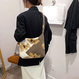 Bear Printing Large Capacity Crossbody Bags Autumn Winter Female Shoulder Bags
