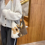 Bear Printing Large Capacity Crossbody Bags Autumn Winter Female Shoulder Bags