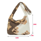 Bear Printing Large Capacity Crossbody Bags Autumn Winter Female Shoulder Bags