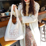 Bear Shopping Bag Embroidered Animal Tote Bag Soft Fluffy Portable Handle