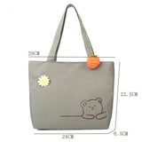 Bear Women Canvas Zipper Bag Student Tote Satchel Travel Purse Handbag