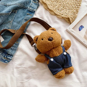 Bear Plush Doll Cross-Body Messenger Bag for Women and Girls
