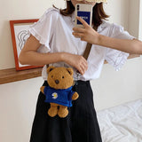 Bear Plush Doll Cross-Body Messenger Bag for Women and Girls