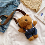 Bear Plush Doll Cross-Body Messenger Bag for Women and Girls