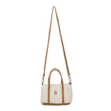 Bear Women Boston Bag Woolen Corduroy Shoulder Bag Handbag Plush Crossbody Bags
