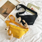 Bear Women's Canvas Waist Bag Crossbody Chest Fanny Pack Hip Purse