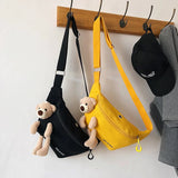 Bear Women's Canvas Waist Bag Crossbody Chest Fanny Pack Hip Purse