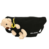 Bear Women's Waist Bag High Canvas Belt Bags Crossbody Chest Bag