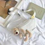 Bear Women's Canvas Waist Bag Crossbody Chest Bag