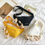 Bear Women's Canvas Waist Bag Crossbody Chest Fanny Pack Hip Purse