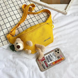 Bear Women's Canvas Waist Bag Crossbody Chest Fanny Pack Hip Purse