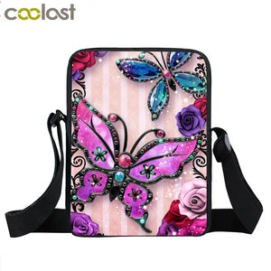 Butterfly Messenger Bag Ladies Clutch Canvas Shoulder Bag Travel Women Handbags