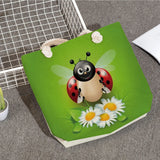 Bee Ladybug Handbags Summer Travel Beach Bag High Capacity Thick Rope Shoulder B