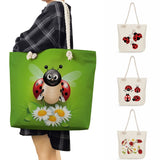 Bee Ladybug Handbags Summer Travel Beach Bag High Capacity Thick Rope Shoulder B
