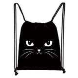 Cat Drawstring Bag Women Shopping Bags Canvas Travel Bag