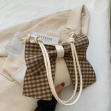 Bow Plaid Messenger Bag All-Match Woman